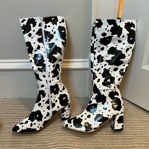 Women’s Cow Print Knee-High Boots